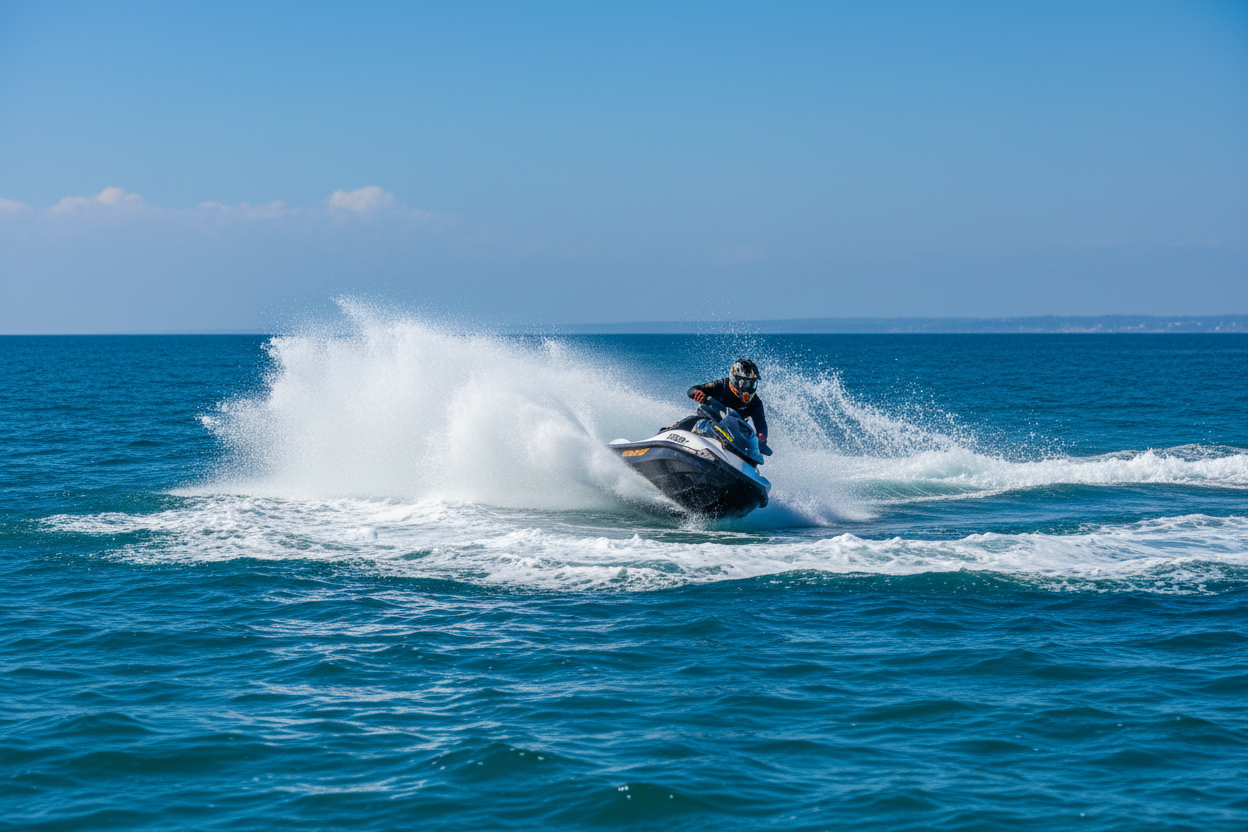 jetski make slides in sea