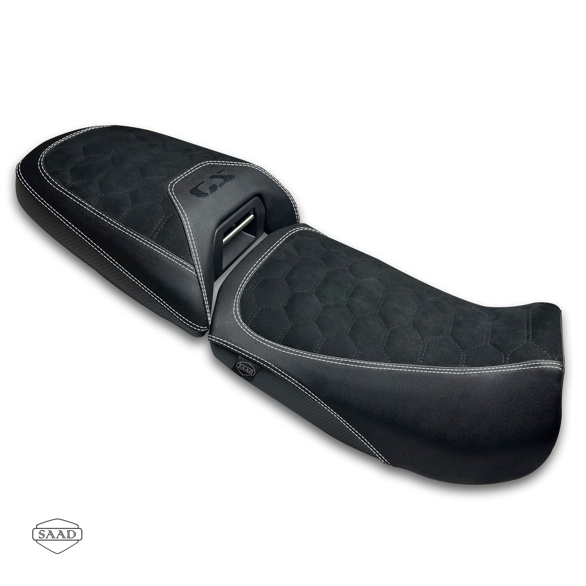 BMW R1300 GS Adventure (2025+) Suede Cells Stitch Seat Cover by SAAD Covers - Black-White
