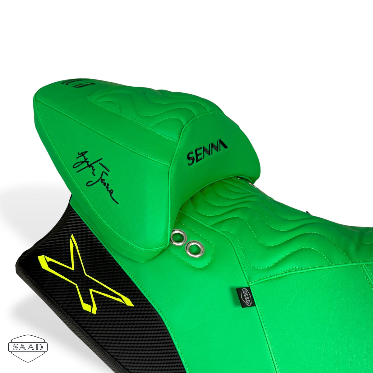 Sea-Doo RXP-X 350 Senna Edition (2027) Wave Stitch Seat Cover by SAAD Covers - Green-Carbon side view