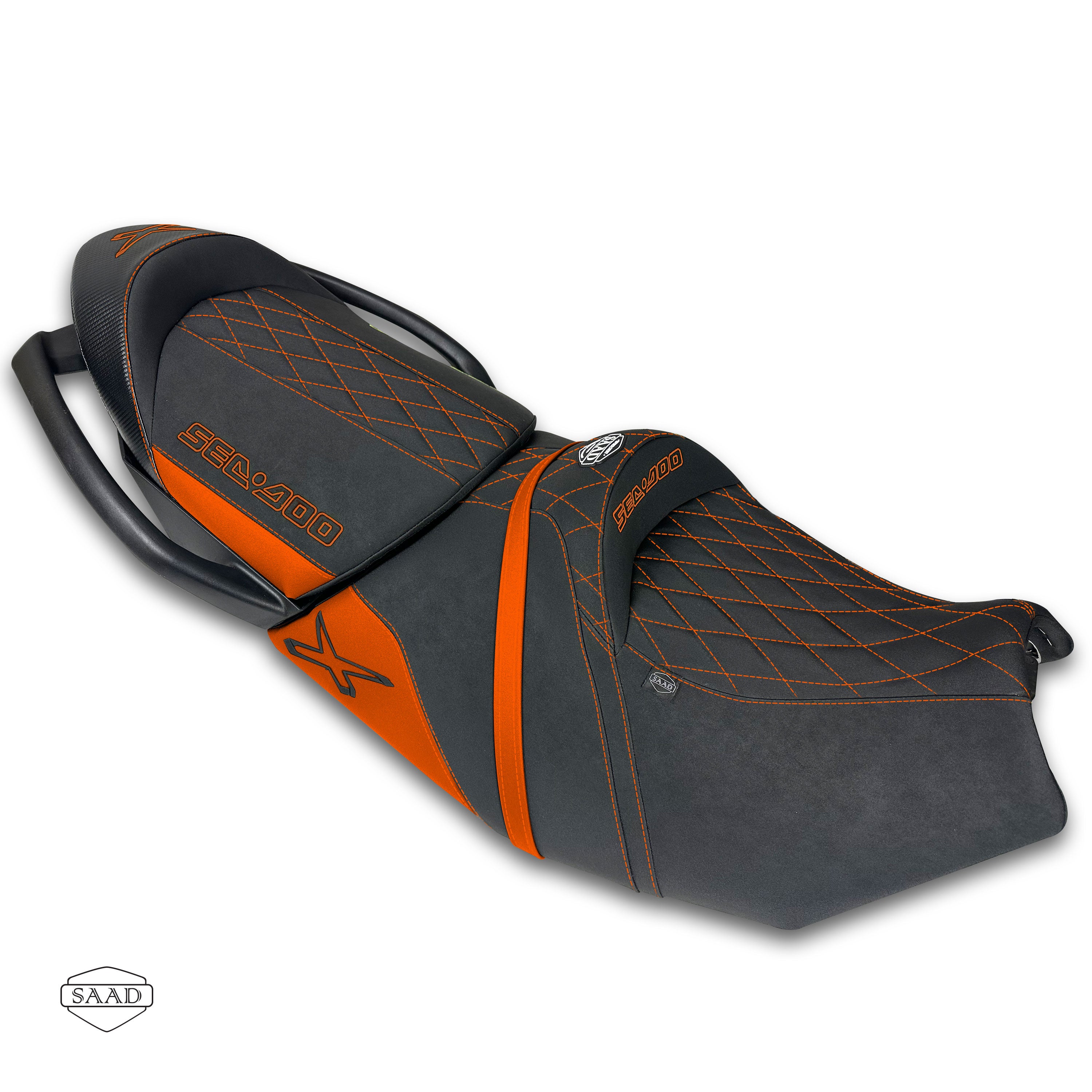 Sea-Doo RXT-X 350 (2027) Diamond Quilted Seat Cover by SAAD Covers - Black-Orange