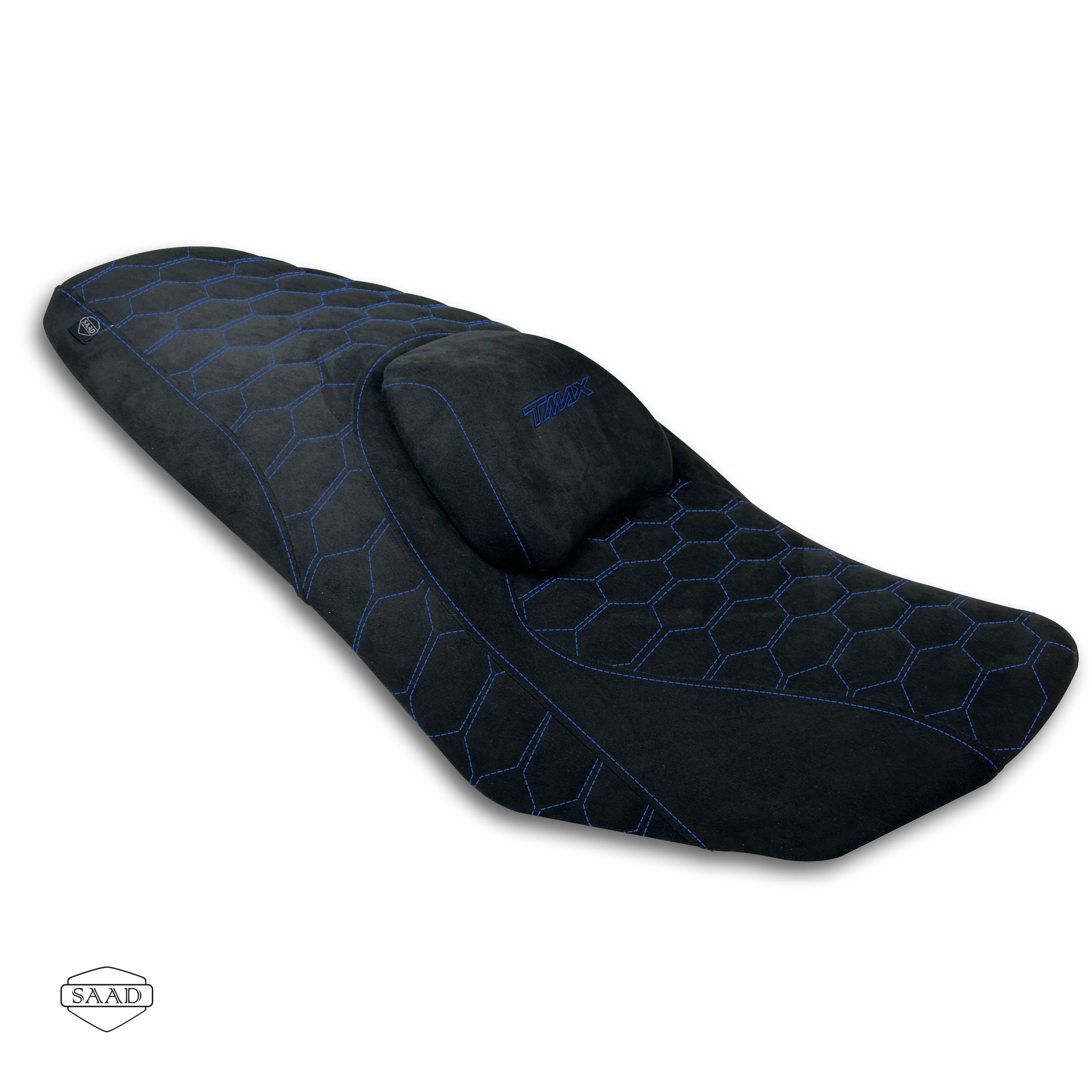 Yamaha T-MAX 560 (2020-2026+) Suede Seat Cover by SAAD Covers - Black-Blue