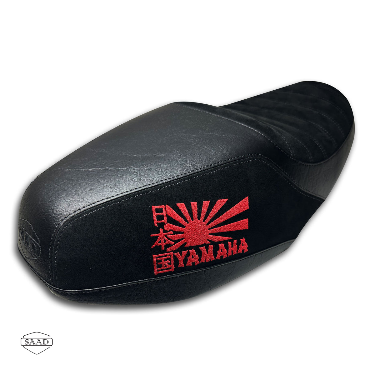 Yamaha XSR 900 (2025+) Suede Lines Double Stitch Seat Cover by SAAD Covers - Black-Red stitching detail