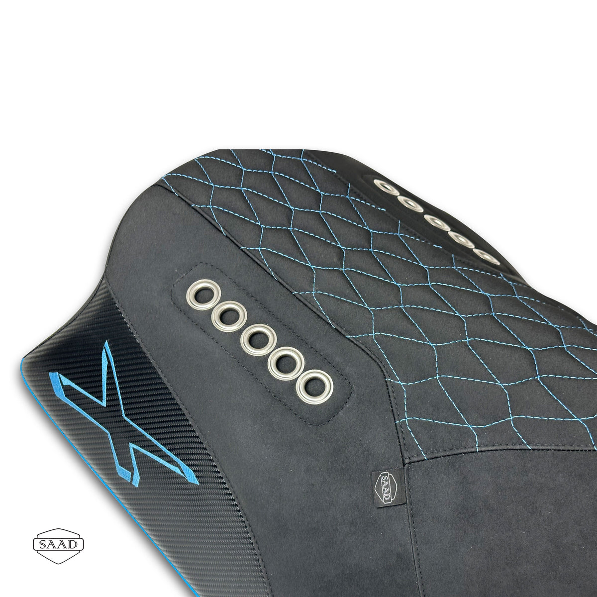 Sea-Doo RXP-X 300/325/350 (2021-2027) Seat Cover by SAAD Covers - Black-Blue rear detail