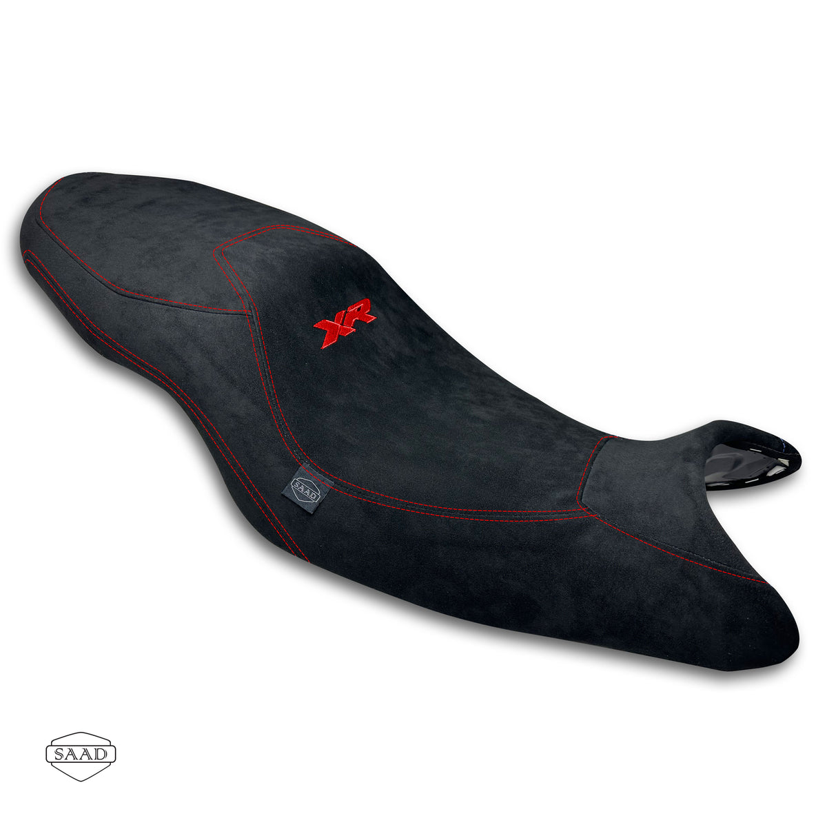 BMW F900 XR (2019-2026) Suede Seat Cover by SAAD Covers - Black-Red
