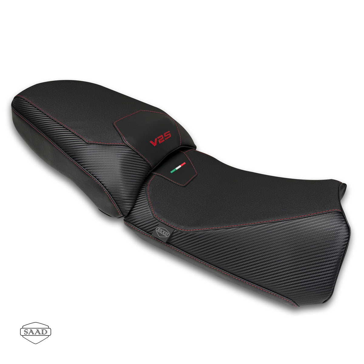 Ducati Multistrada 950 V2S (2026) carbon texture seat cover by SAAD Covers - Black-Red