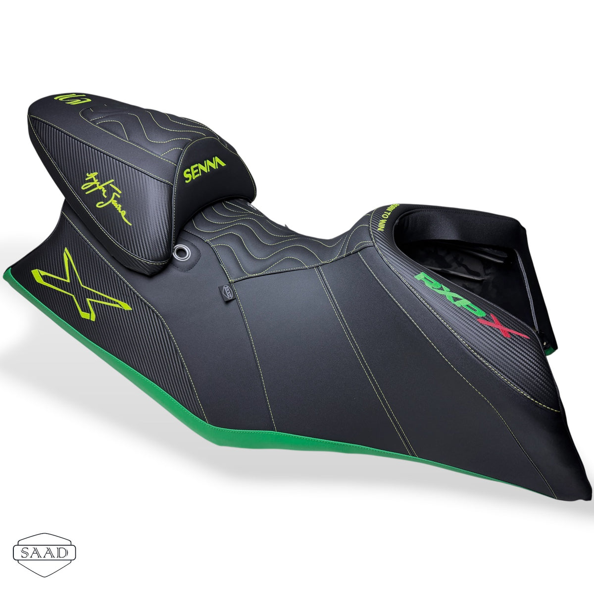 Sea-Doo RXP-X 350 Senna Edition (2027) Wave Stitch Seat Cover by SAAD Covers - Black-Green