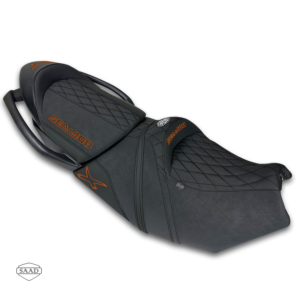Sea-Doo RXT-X 350 (2027) Diamond Quilted Seat Cover by SAAD Covers - Orange-Black