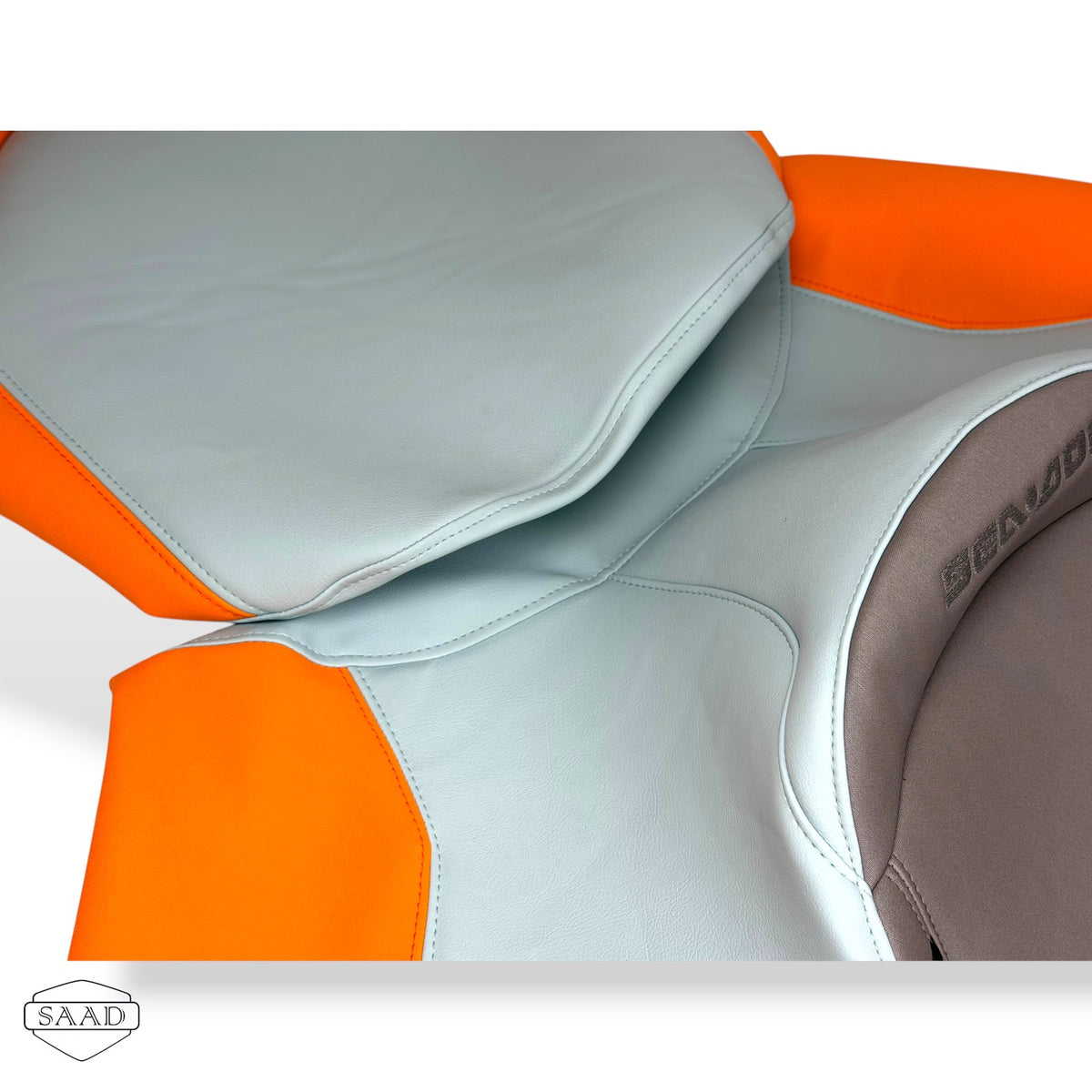 Neo Mint stitching close-up - Sea-Doo Wake Pro 230 (2022-2024) seat cover by SAAD Covers