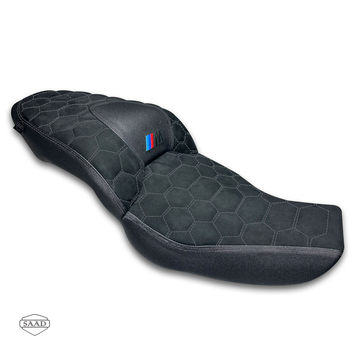 BMW M1000 XR (2024+) Suede Cells Stitch Seat Cover by SAAD Covers - Black-Graphite
