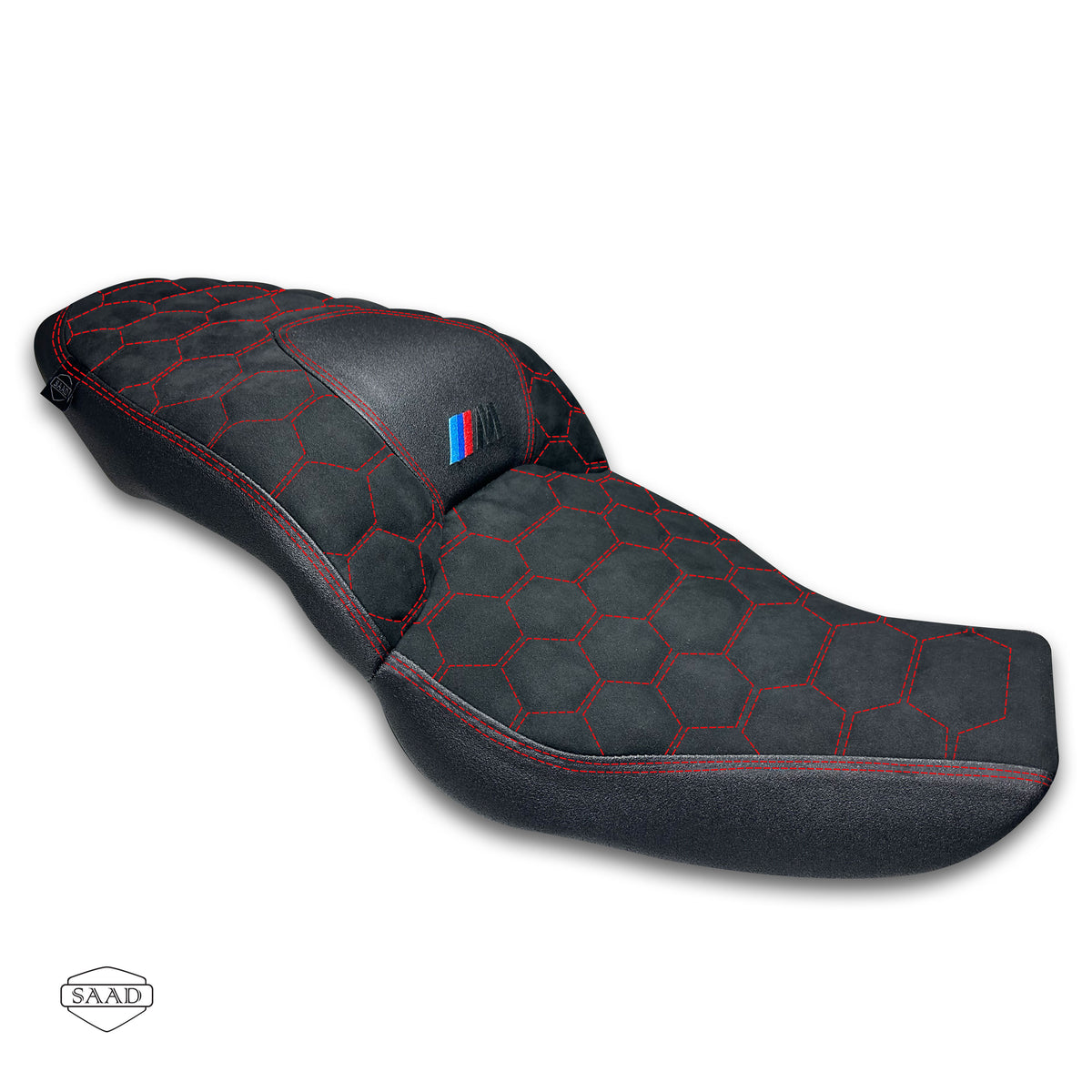 BMW M1000 XR (2024+) Suede Cells Stitch Seat Cover by SAAD Covers - Black-Red