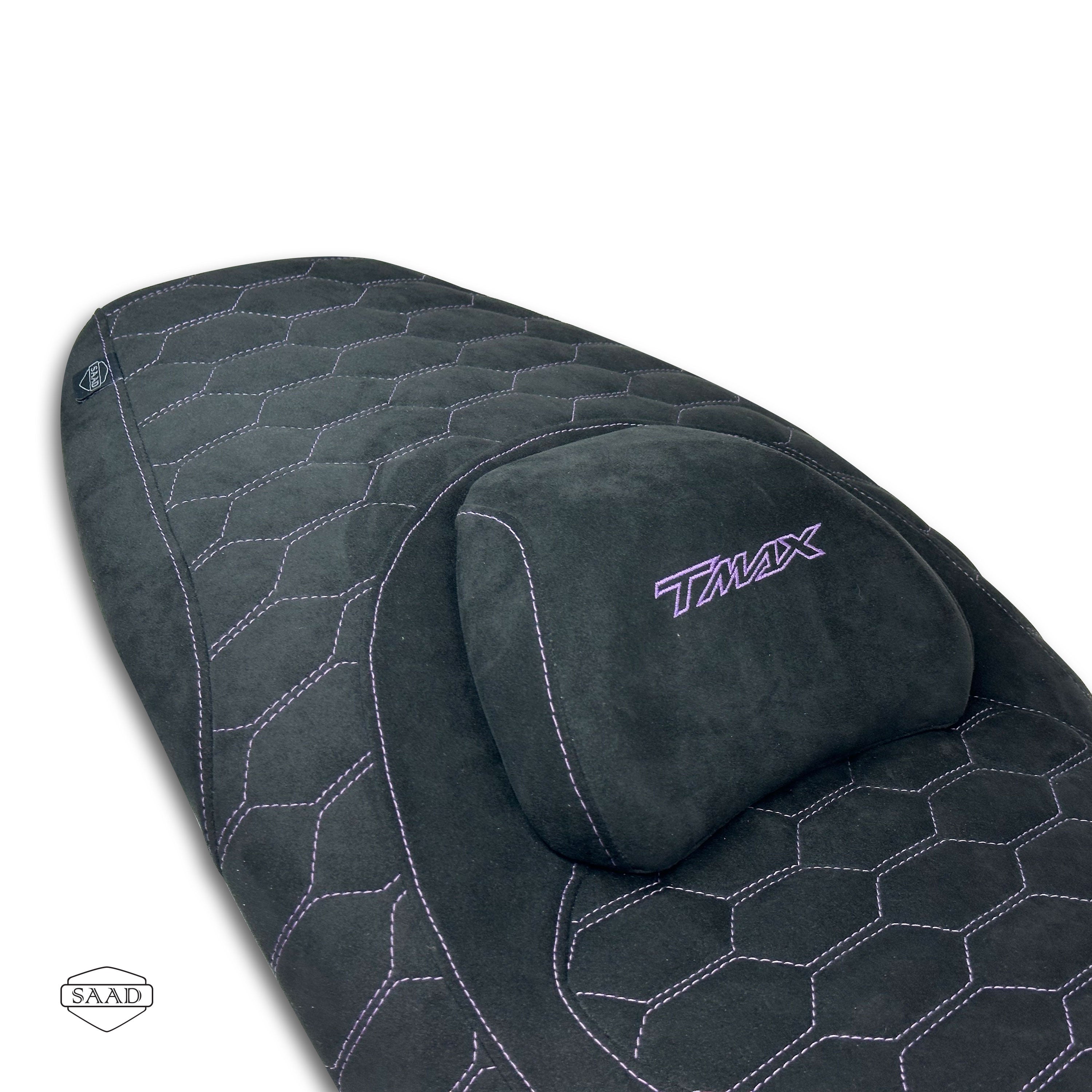 Yamaha T-MAX 560 (2020-2026+) Suede Seat Cover by SAAD Covers - Close-up