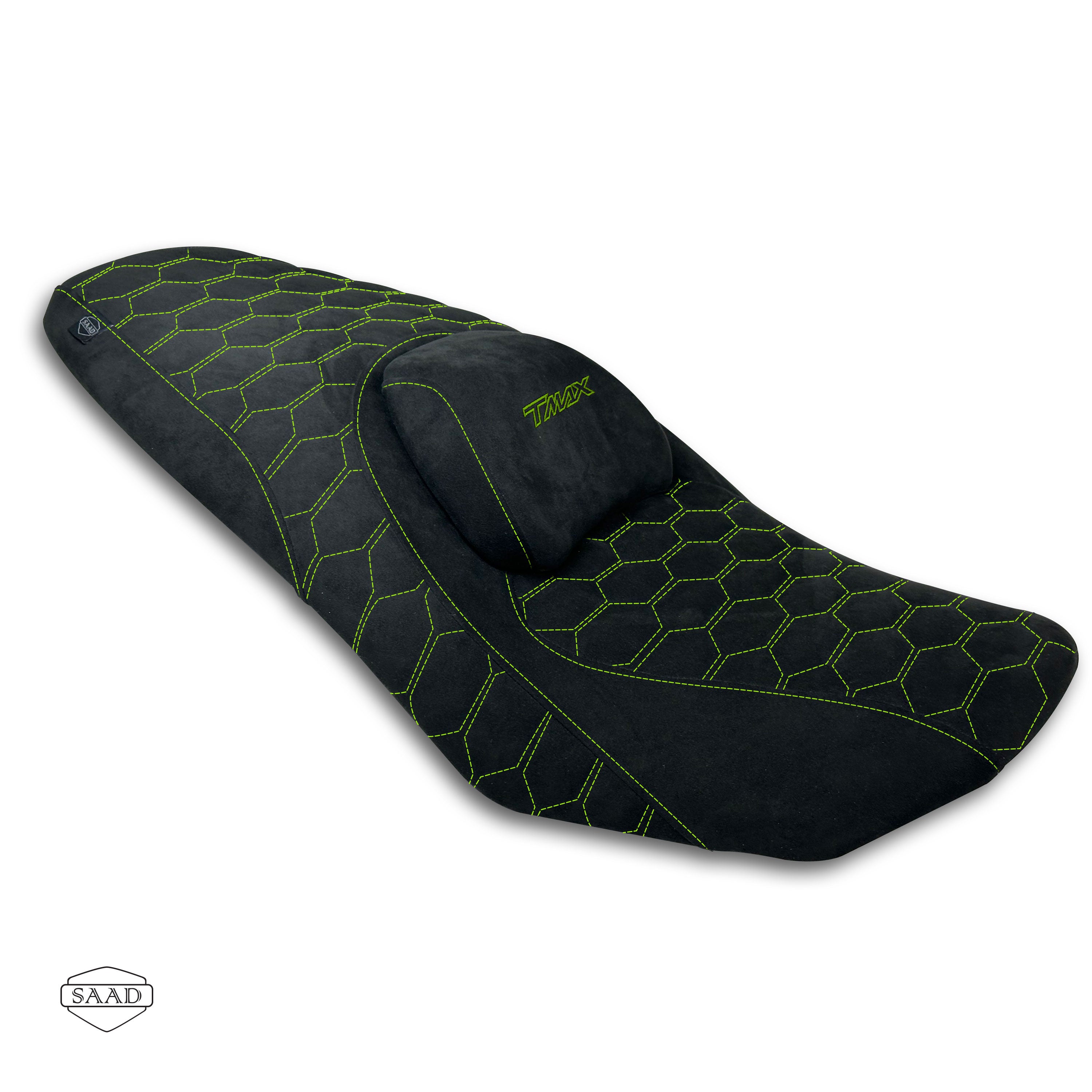 Yamaha T-MAX 560 (2020-2026+) Suede Seat Cover by SAAD Covers - Black-Fluo