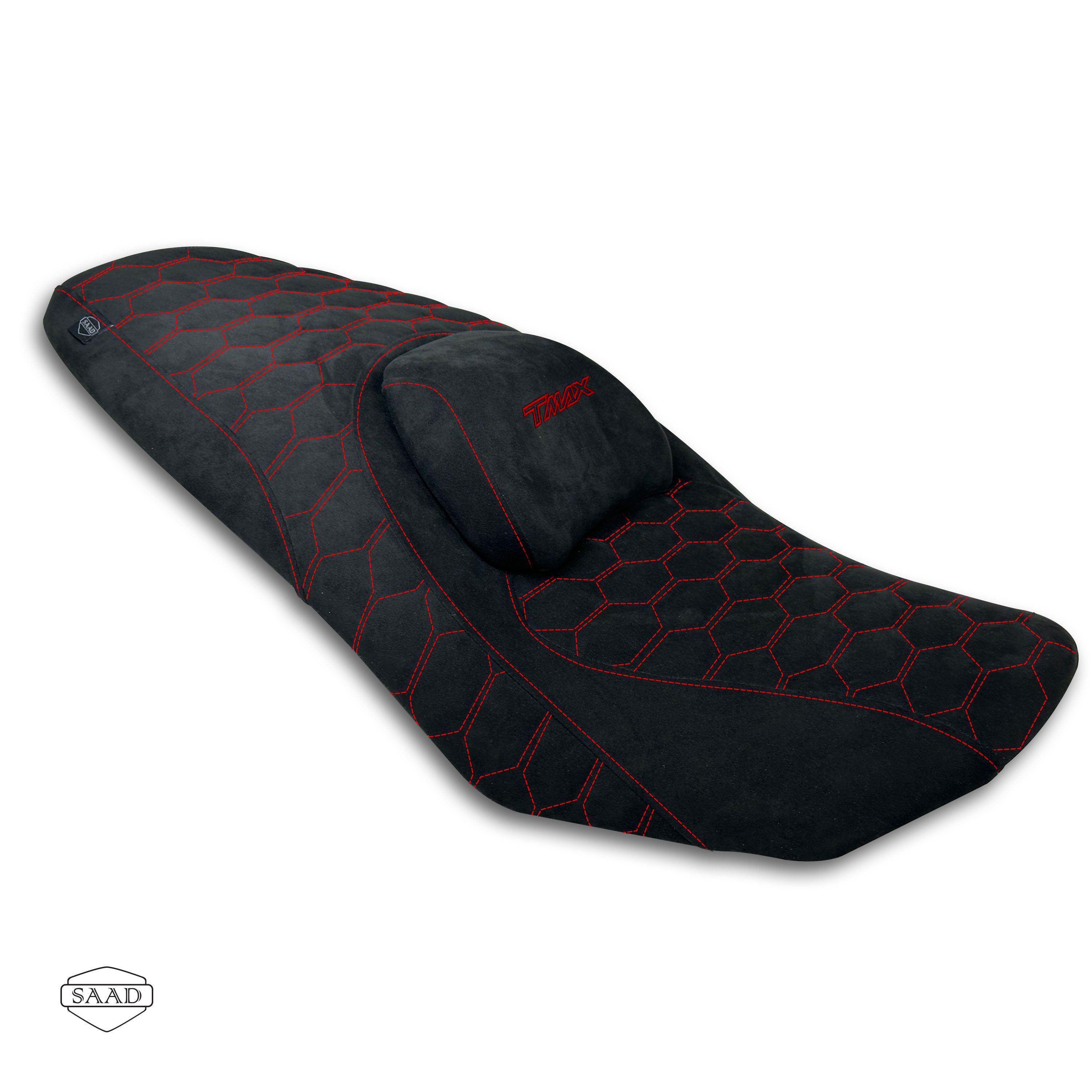 Yamaha T-MAX 560 (2020-2026+) Suede Seat Cover by SAAD Covers - Black-Red