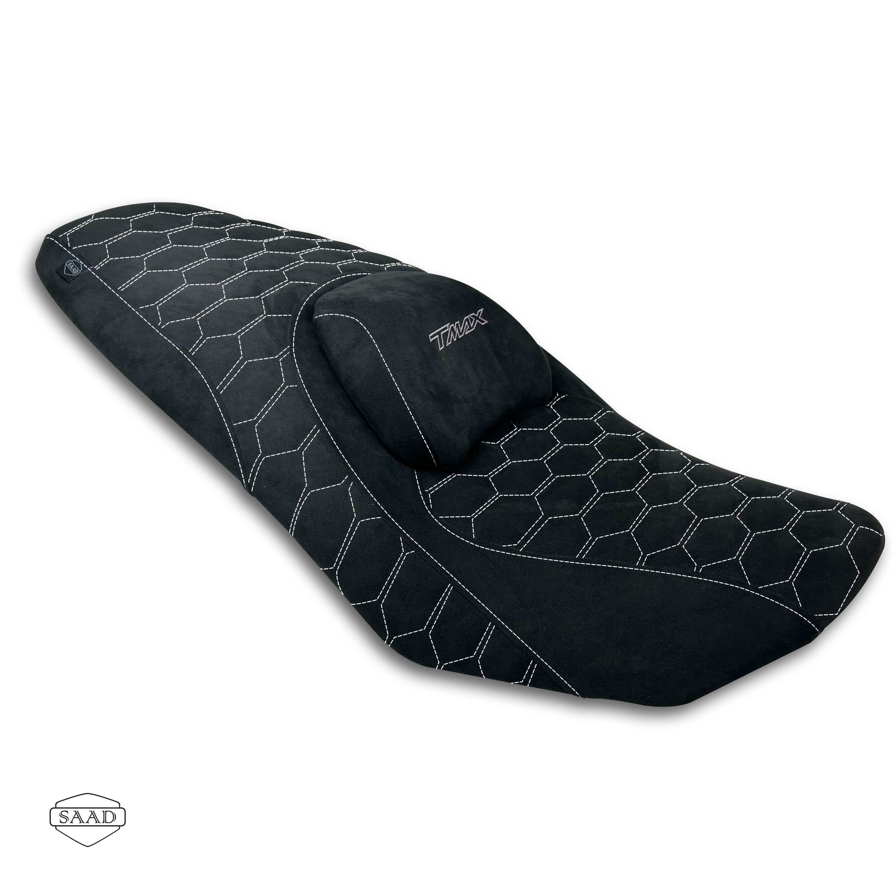 Yamaha T-MAX 560 (2020-2026+) Suede Seat Cover by SAAD Covers - Black-White