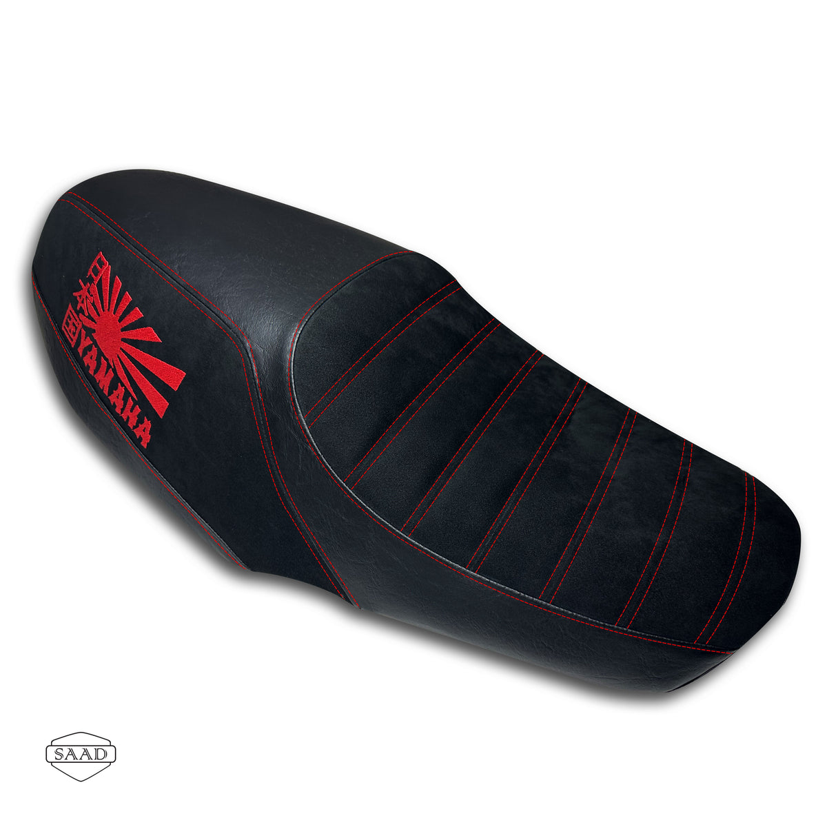 Yamaha XSR 900 (2025+) Suede Lines Double Stitch Seat Cover by SAAD Covers - Black-Red
