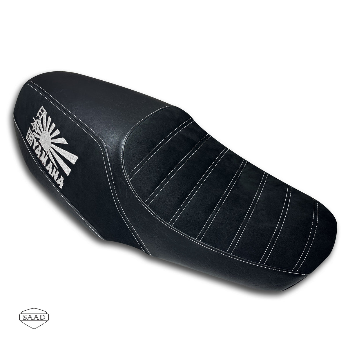 Yamaha XSR 900 (2025+) Suede Lines Double Stitch Seat Cover by SAAD Covers - Black-White